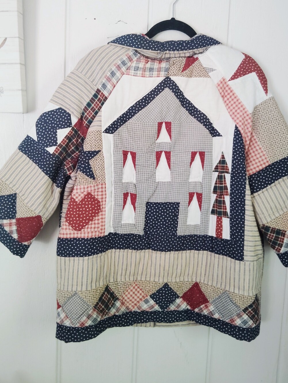 Handmade Quilted Patriotic Country Pattern Open Front Top. - Picture 5 of 7